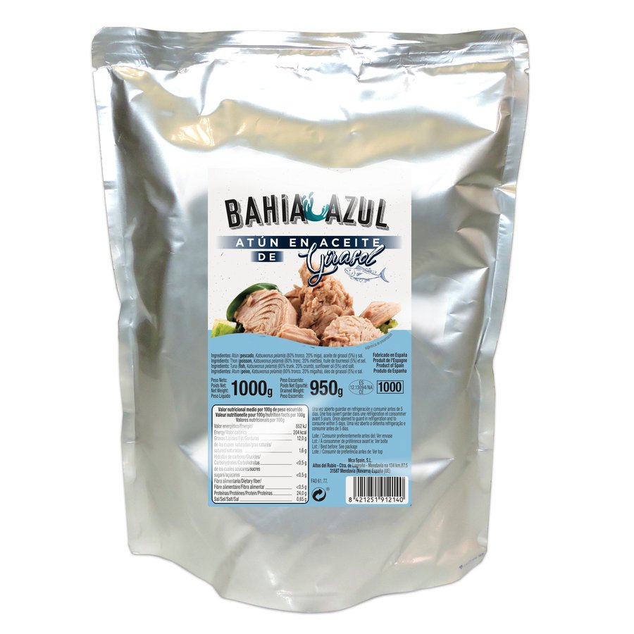 Atún aceite girasol BAHIA AZUL bolsa 1 kg pn.