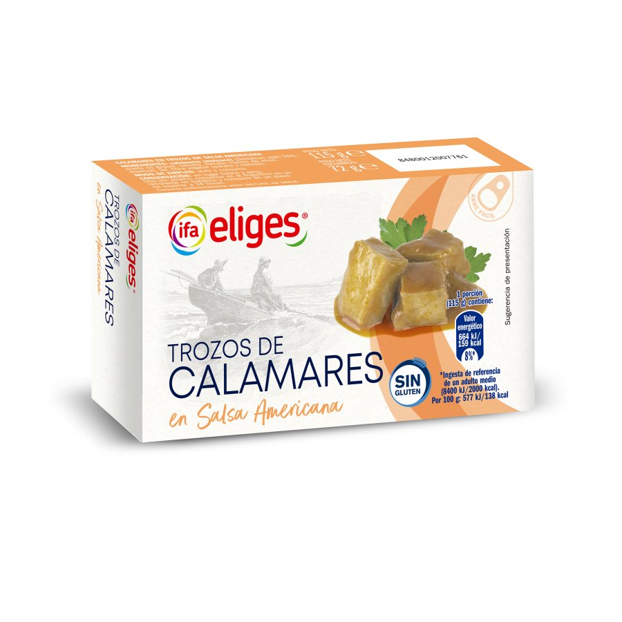 Calamar trozos salsa americana IFA ELIGES 115 g pn.