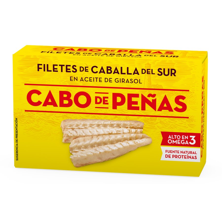 Filetes de caballa en aceite de girasol CABO DE PEÑAS lata 85 g pn.