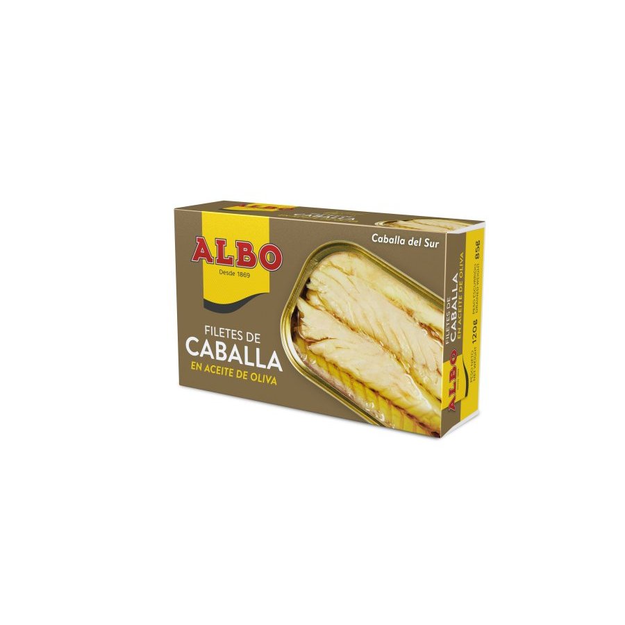 Filetes caballa ALBO en aceite de oliva 120 grs.PN.