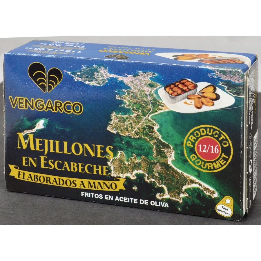 Mejillones escabeche VENGARCO 12/16 115 g pn.