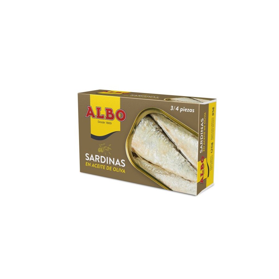 Sardinas en aceite de oliva ALBO 3/4 piezas lata 120 g pn.