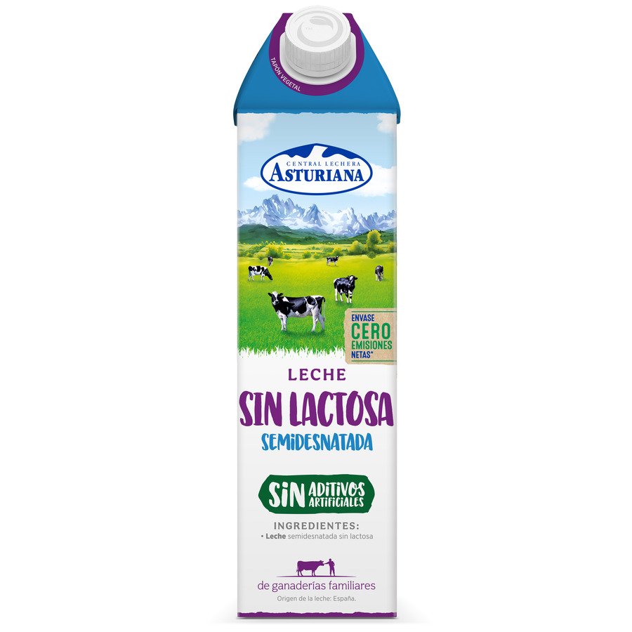 leche semidesnatada Sin Lactosa 100% ingredientes naturales