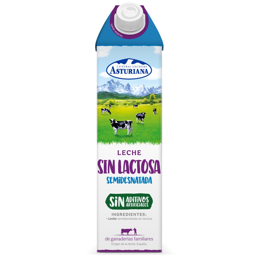 leche semidesnatada Sin Lactosa 100% ingredientes naturales