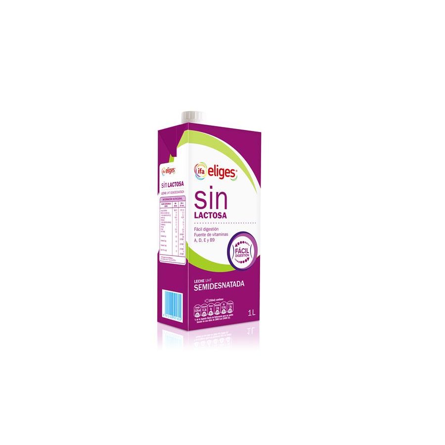 Leche sin lactosa semidesnatada IFA ELIGES brik 1 l