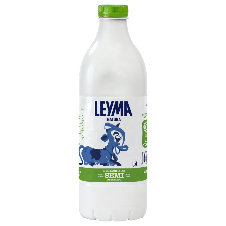 Leche semidesnatada LEYMA NATURA botella 1,5 l
