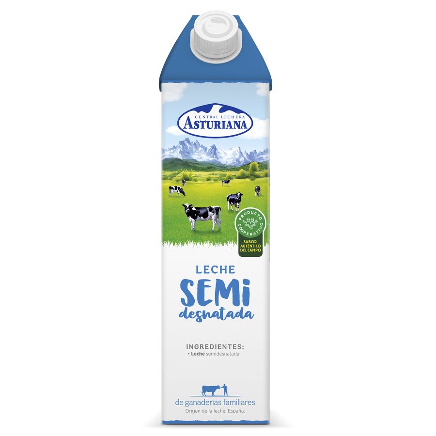 Leche semidesnatada C.L.ASTURIANA brik 1 l