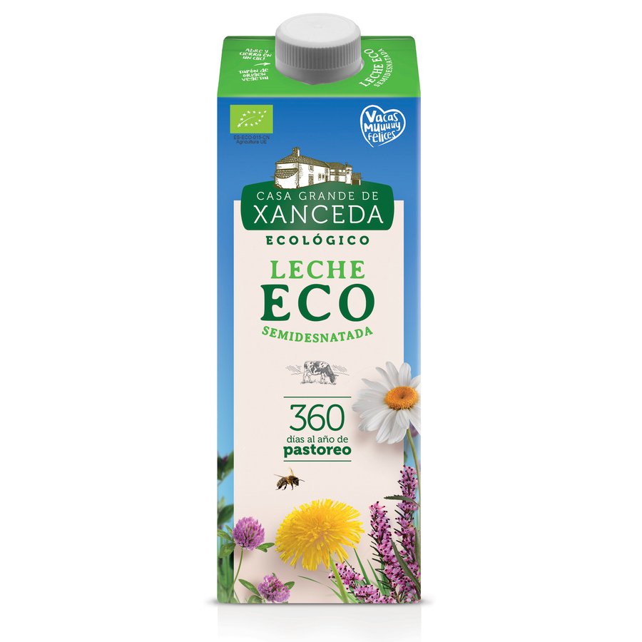Leche ecológica semidesnadada UHT C.G.XANCEDA brik 1 l