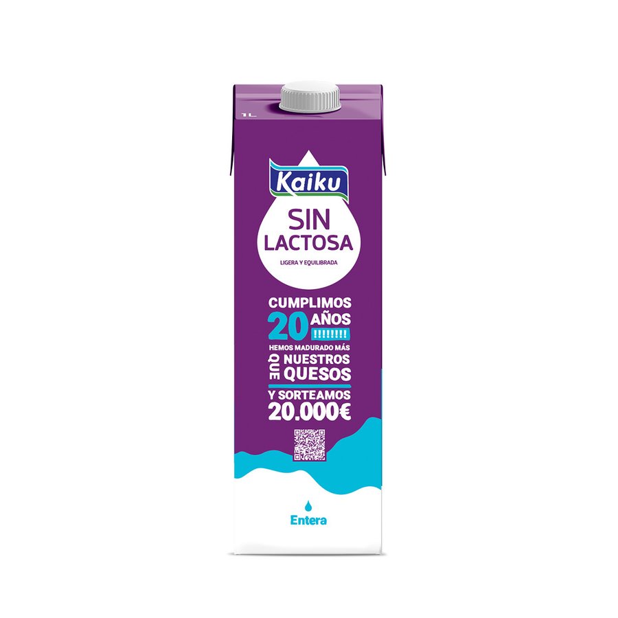 Leche sin lactosa entera KAIKU brik 1 l