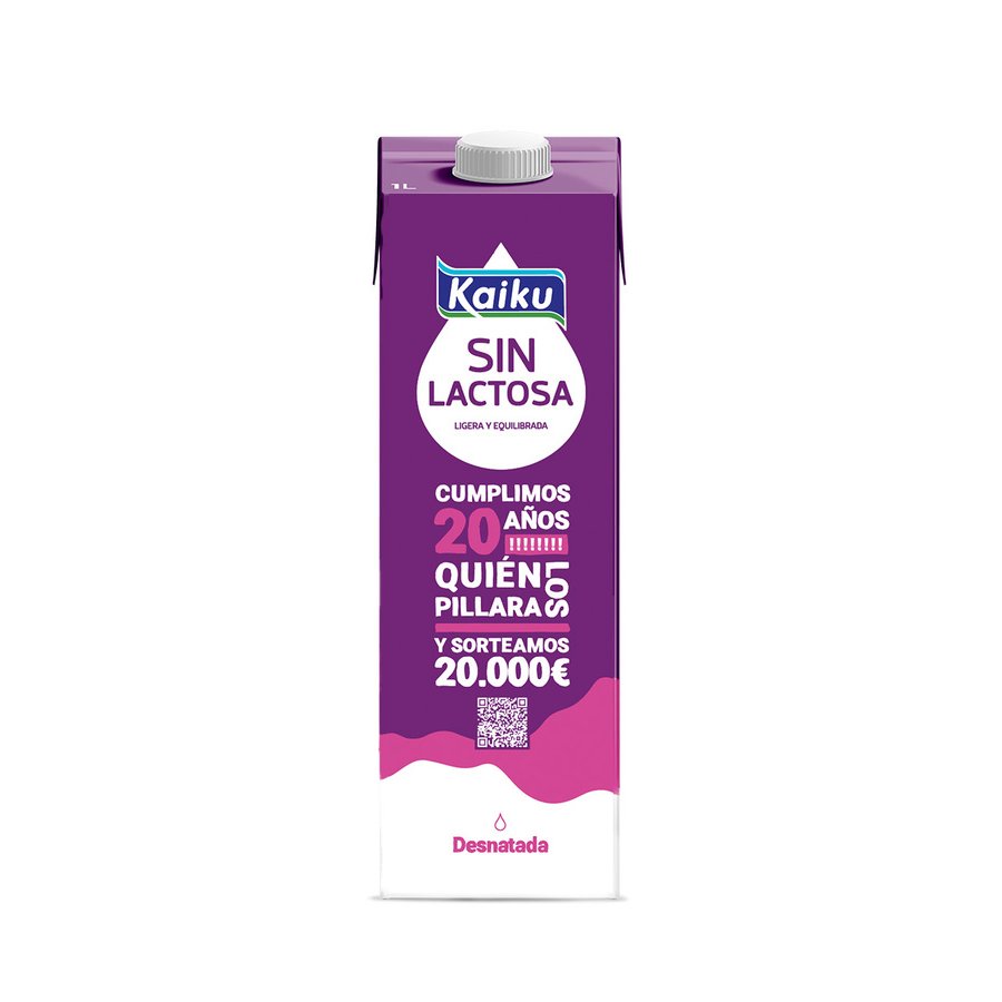 Leche sin lactosa desnatada KAIKU brik 1 l