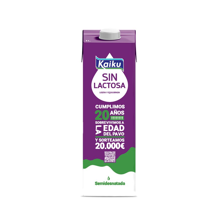 Leche sin lactosa semidesnatada KAIKU brik 1 l