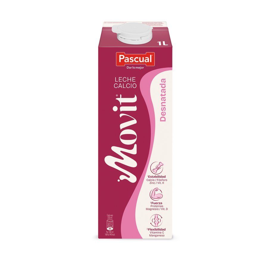 Leche desnatada PASCUAL calcio brik 1 l