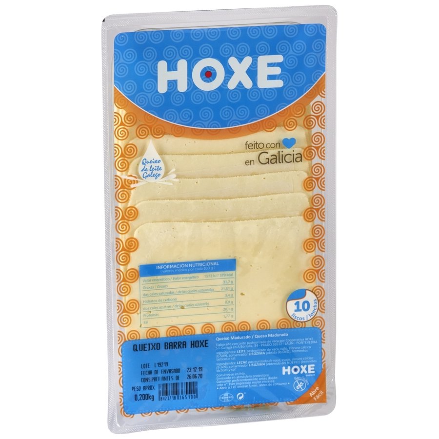 Queso lonchas barra gallega HOXE bandeja 200 g