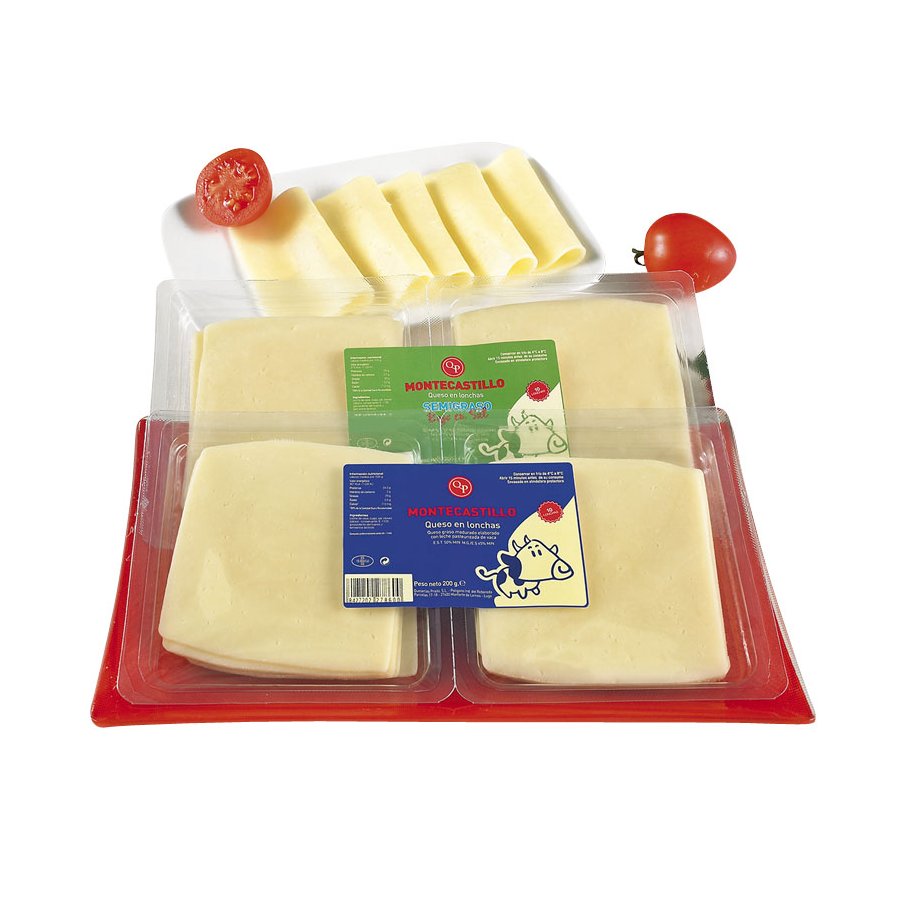 Queso lonchas MONTECASTILLO semigraso bajo en sal pack  2x100 grs.