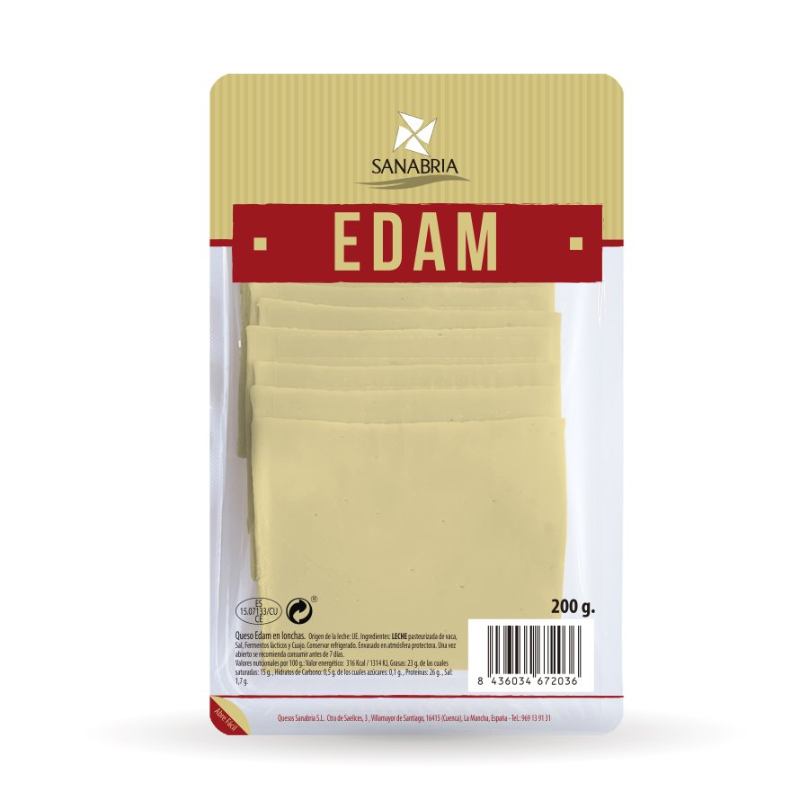 Queso edam lonchas SANABRIA 200 g