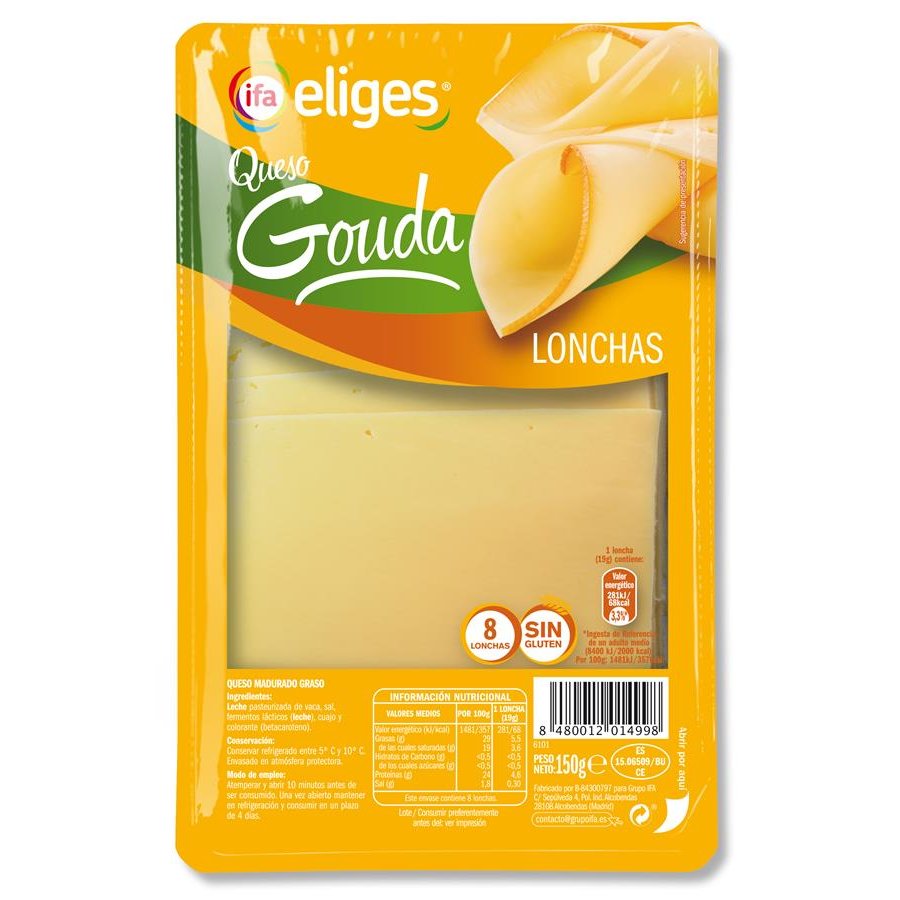Queso gouda IFA ELIGES 8 lonchas 150 g