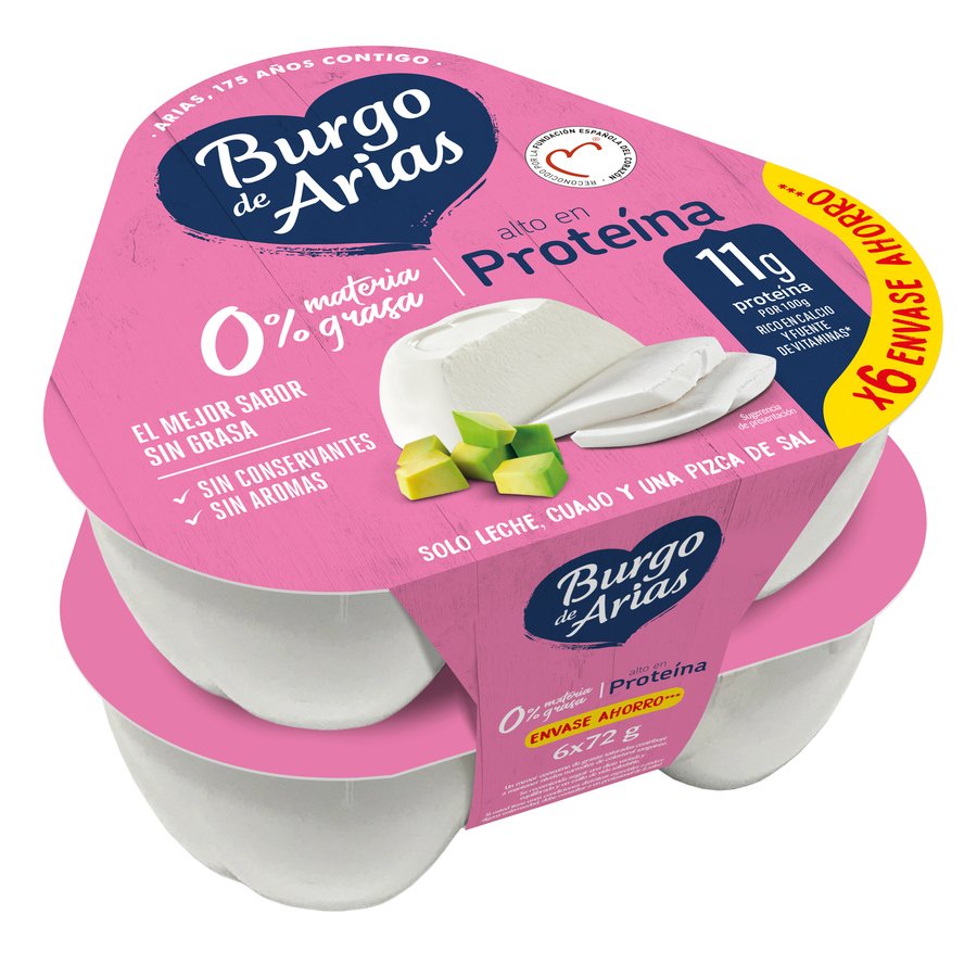 Queso BURGO ARIAS mini 0% pack 6x72 g