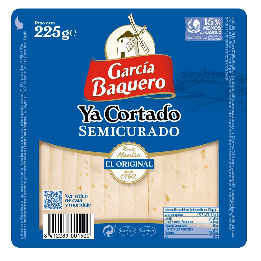 Queso semicurado GARCIA BAQUERO ya cortado cuña 250 g