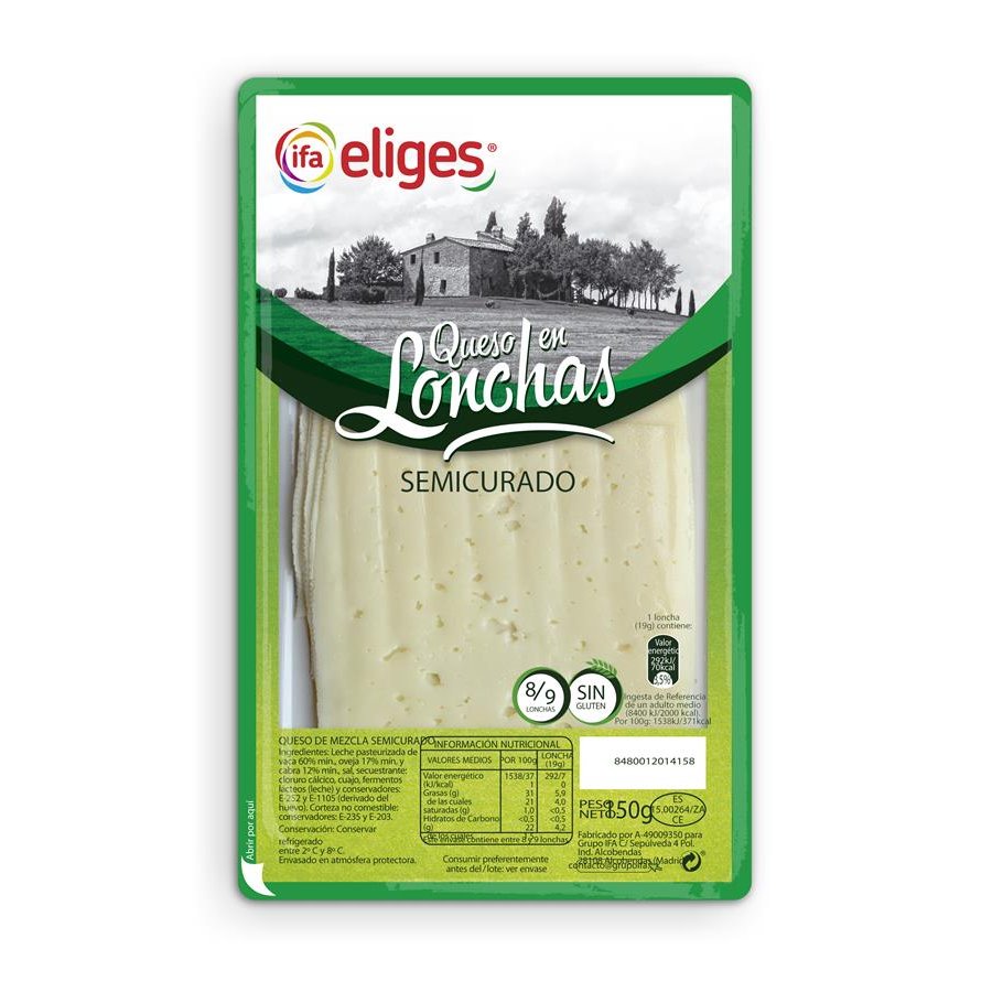 Queso lonchas semicurado IFA ELIGES 150 g