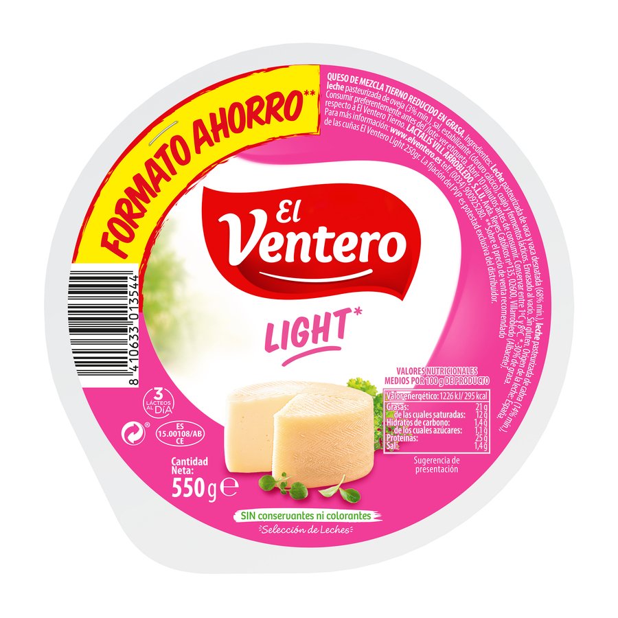 Queso tierno EL VENTERO light 550 g
