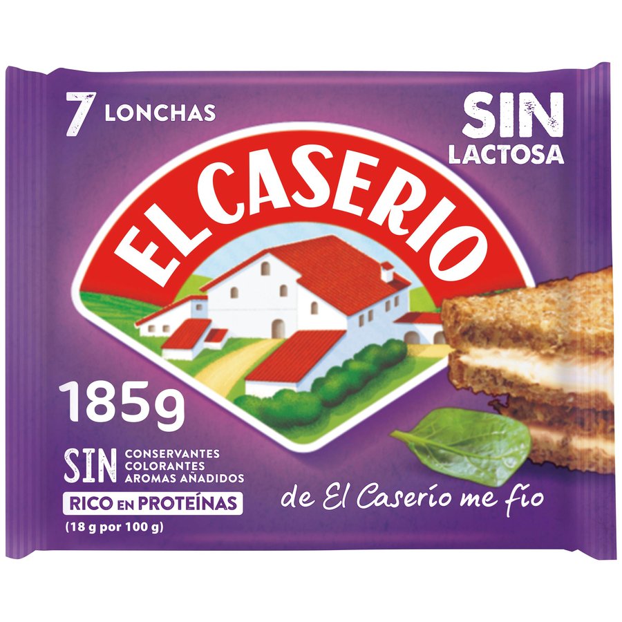 Queso EL CASERIO sin lactosa 7 lonchas 185 g