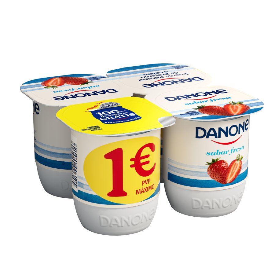 Yogur sabor fresa DANONE pack 4x120 g