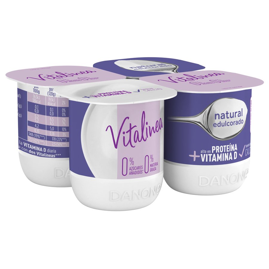 Yogur VITALINEA DANONE natural edulcorado pack 4x120 g