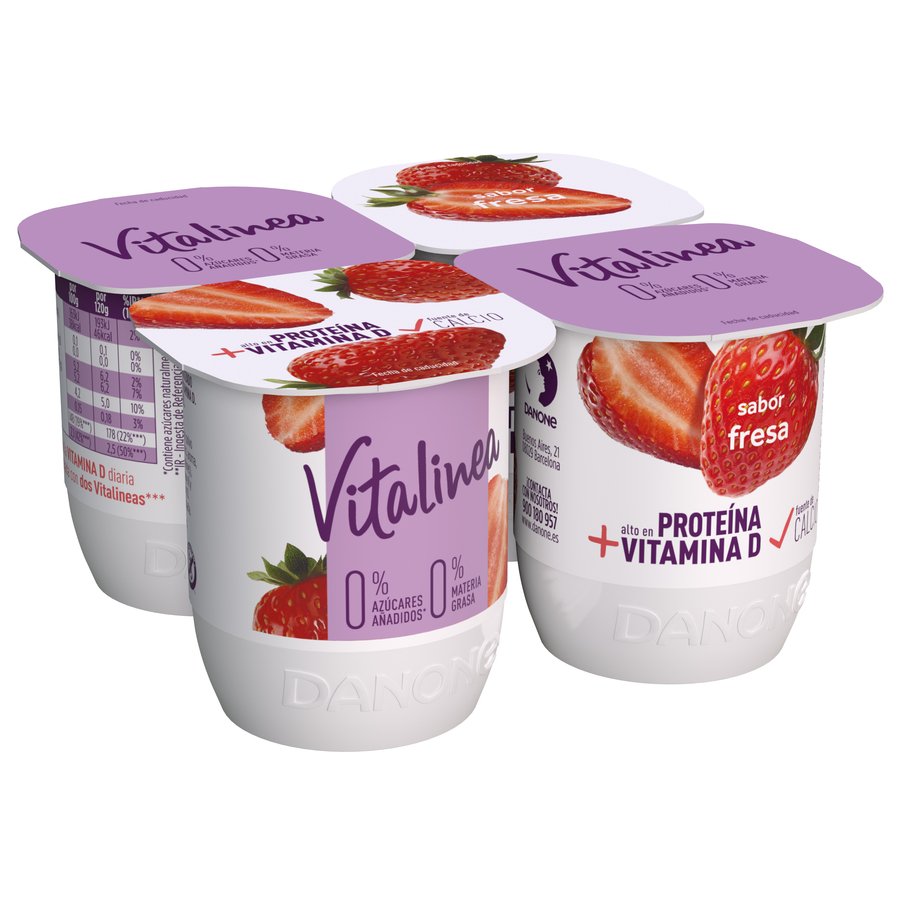 Yogur VITALINEA DANONE sabor fresa pack 4x120 g