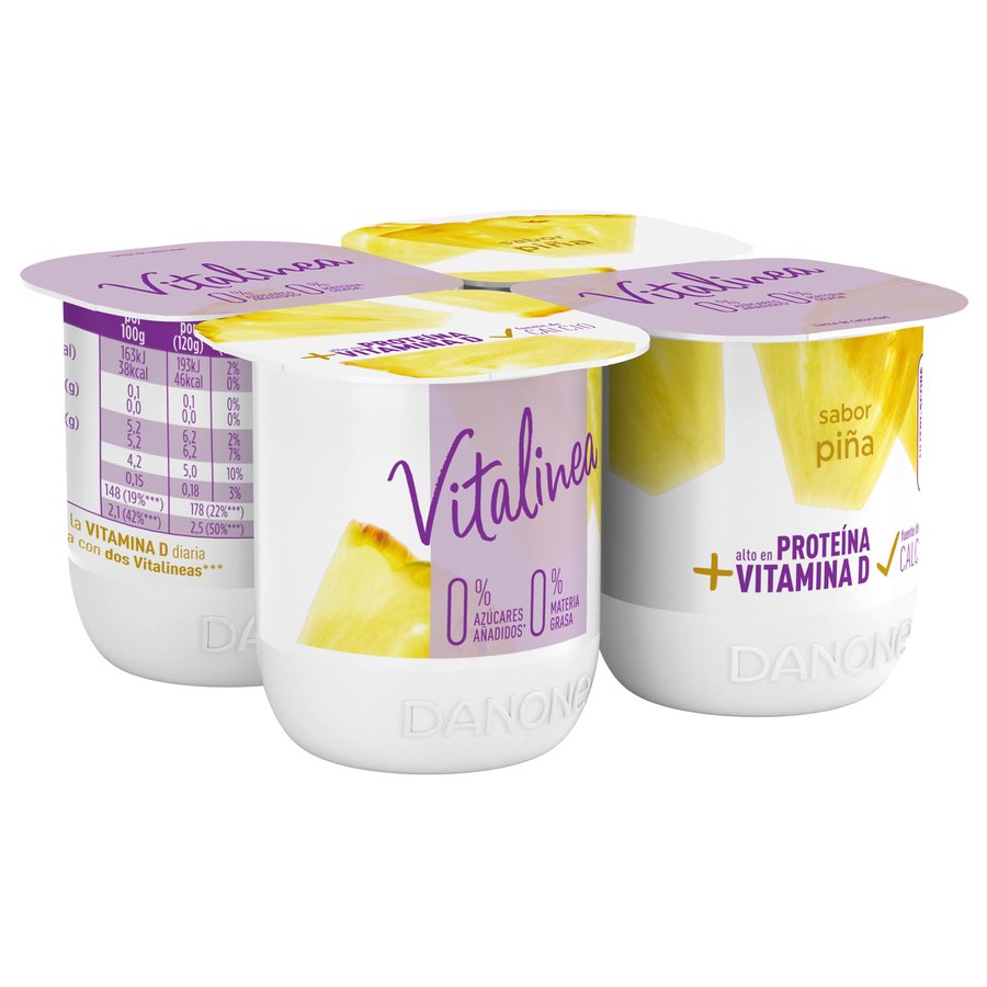 Yogur VITALINEA DANONE sabor piña pack 4x120 g