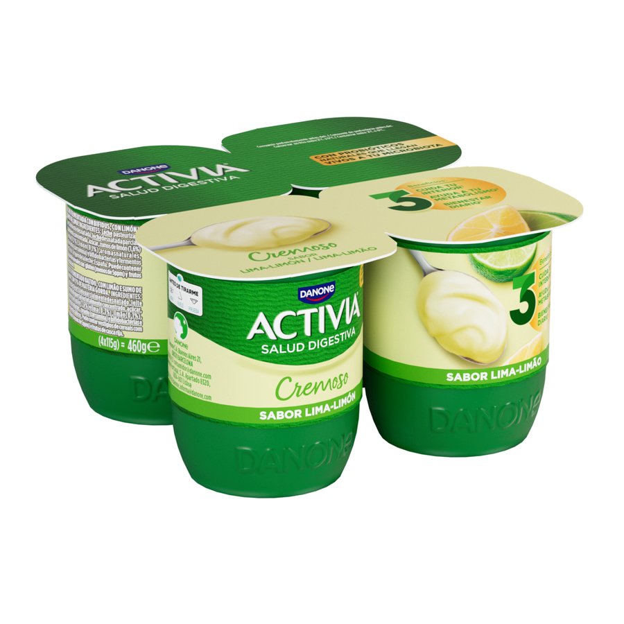 Bífidus ACTIVIA DANONE cremoso lima limón pack 4x120 g