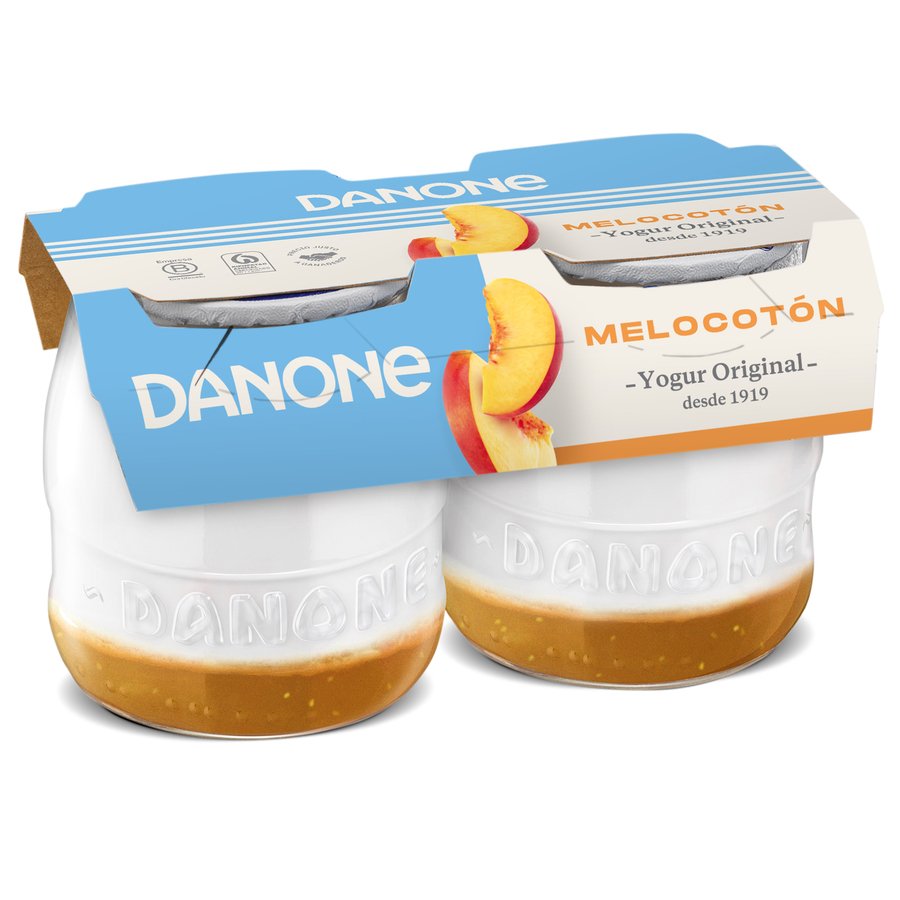 Yogur DANONE original con melocotón pack 2x130 g
