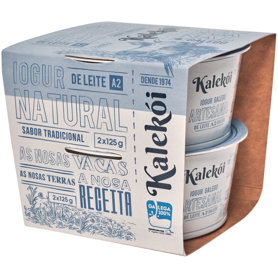 Yogur artesanal natural leche A2 KALEKOI pack 2x125 g