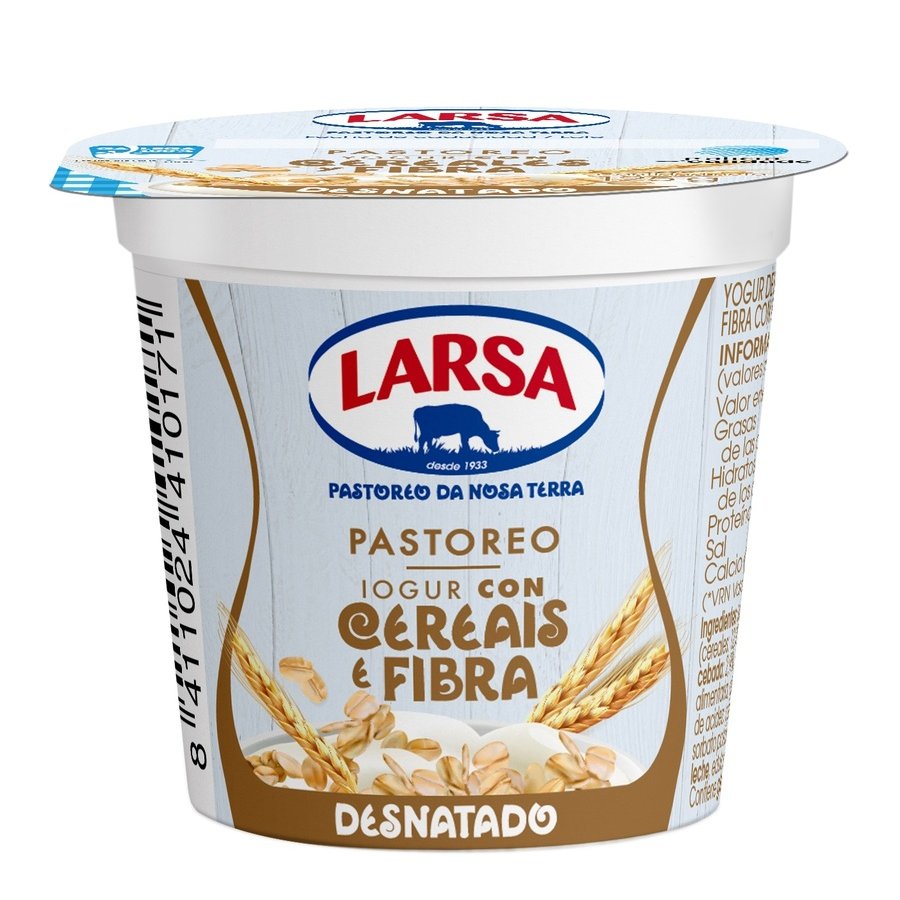 Yogur LARSA desnatado con cereales y fibra vaso 125 g