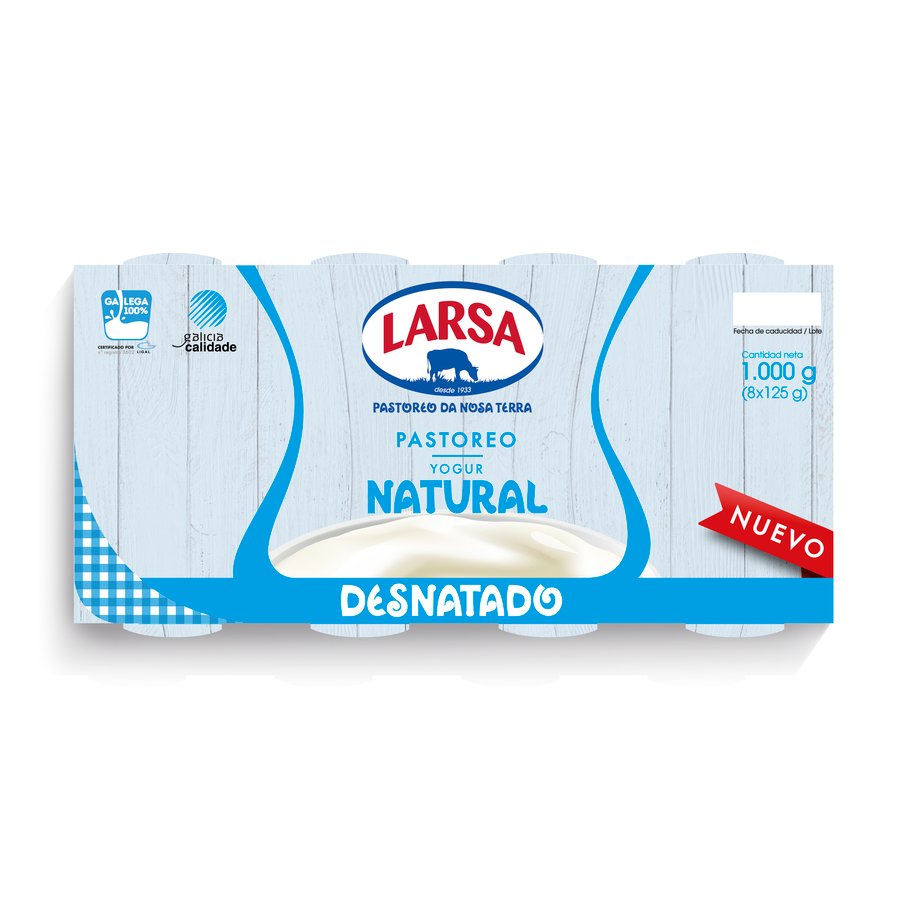 Yogur desnatado natural LARSA pack 8 x 125 g