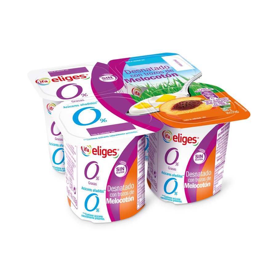 Yogur desnatado con melocotón IFA PACK 4X125 g