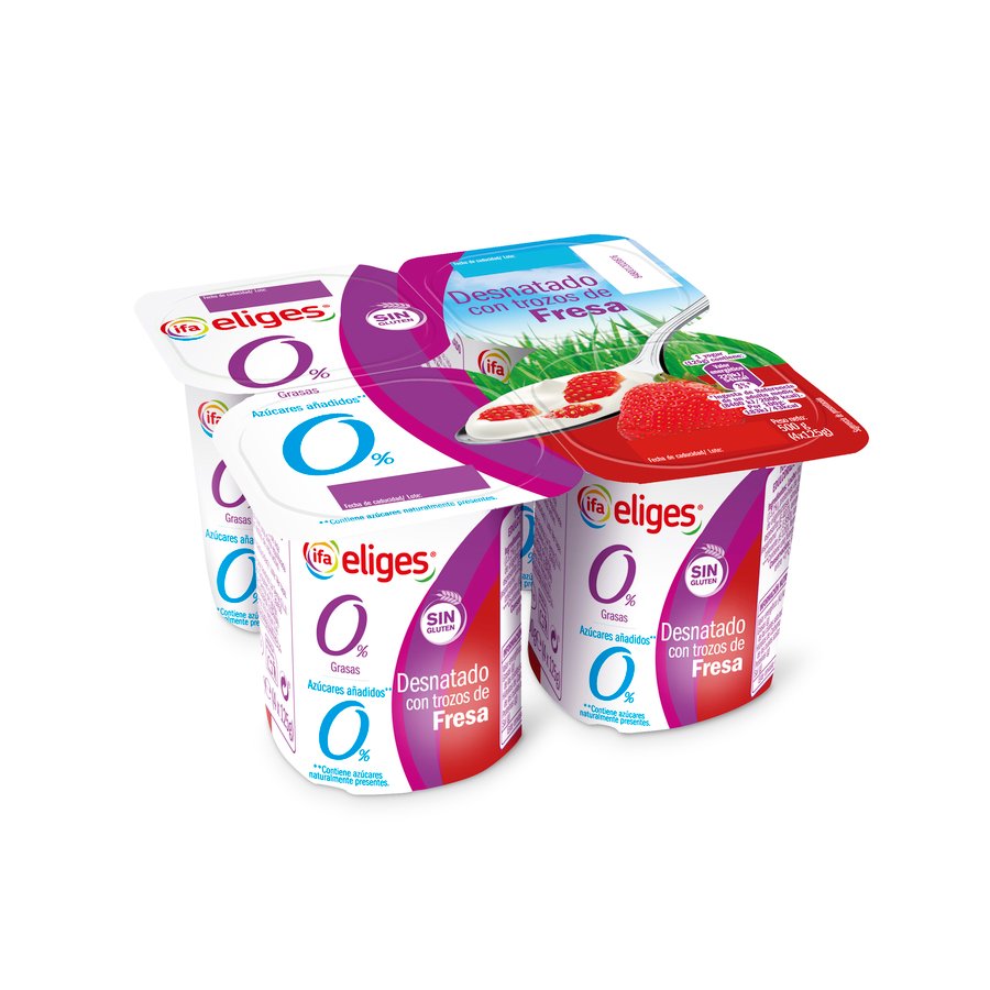 Yogur desnatado con fresas IFA ELIGES 4X125 g