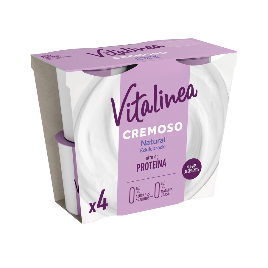 Yogur VITALINEA DANONE cremoso natural edulcorado pack 4x120 g