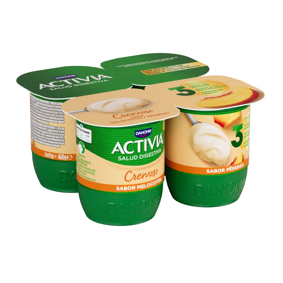 Bifidus ACTIVIA DANONE Cremoso melocotón pack 4x115 g