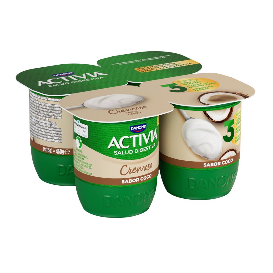 Bífidus ACTIVIA DANONE cremoso coco lote 4x120 g