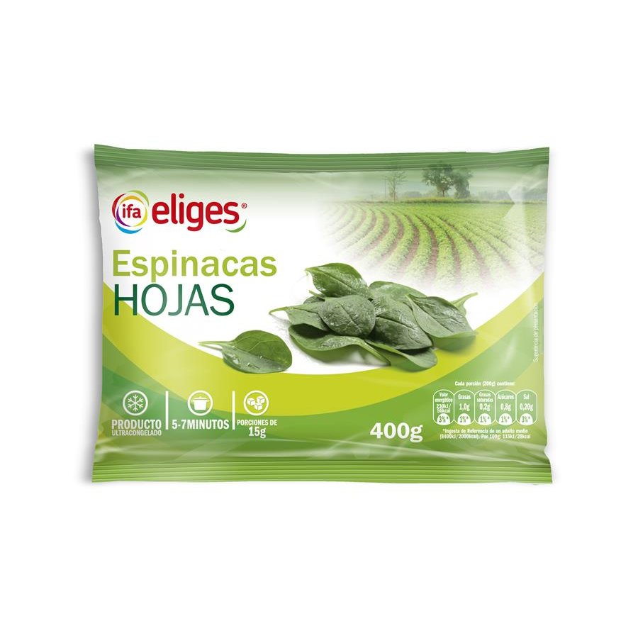 Espinaca hoja porciones congeladas IFA ELIGES 400 g