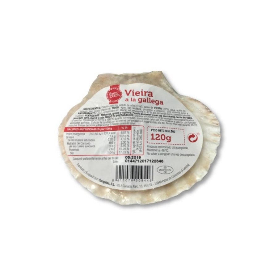 Vieira a la gallega IBERCOOK 120 g unidad