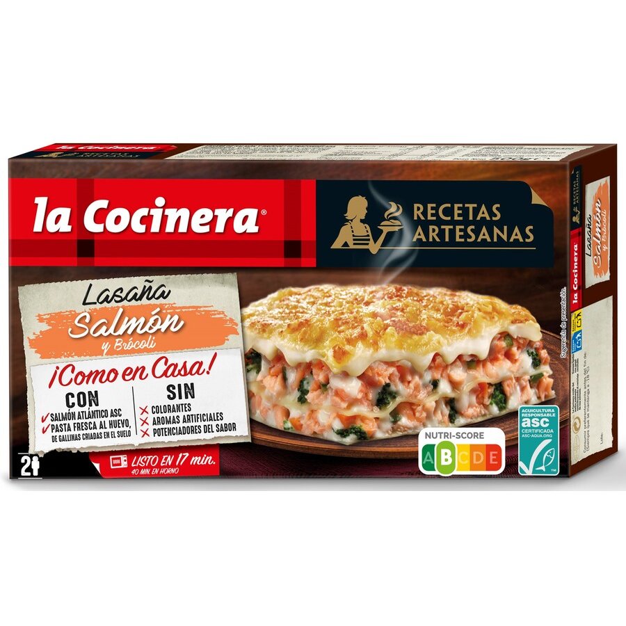 Lasaña salmón-brócoli LA COCINERA congelada estuche 500 g