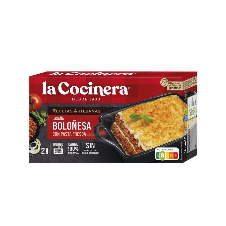 Lasaña boloñesa LA COCINERA congelada estuche 500 g