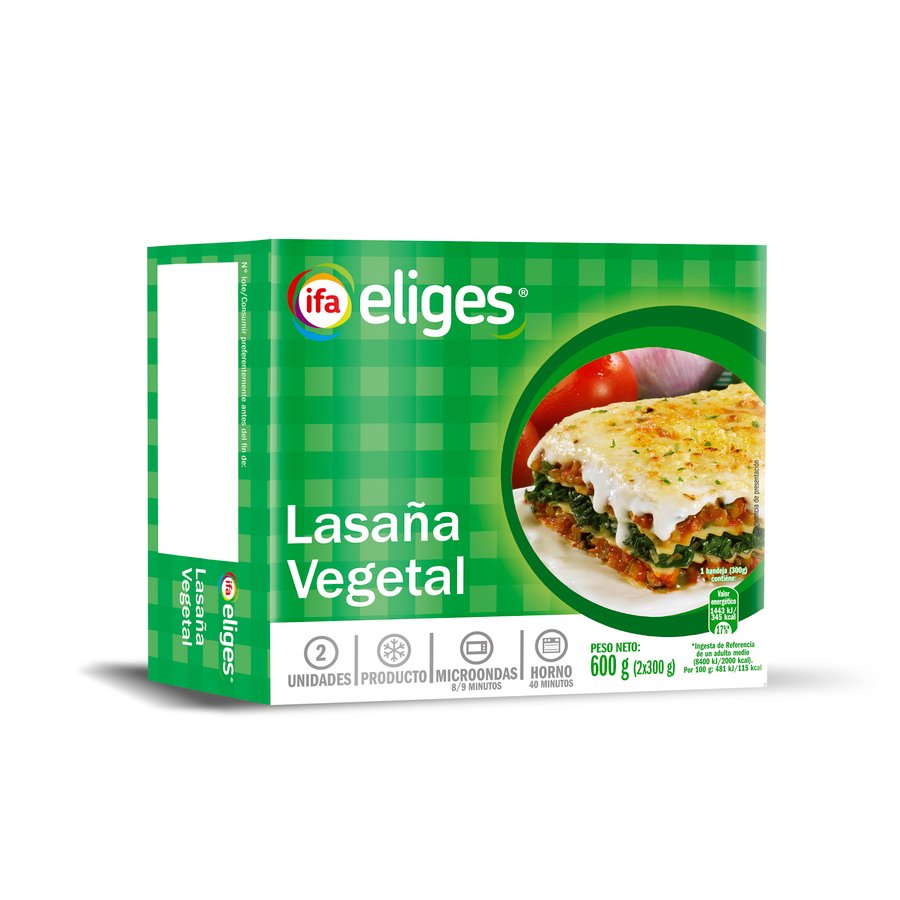 Lasaña vegetal IFA ELIGES 2 unidades 600 g