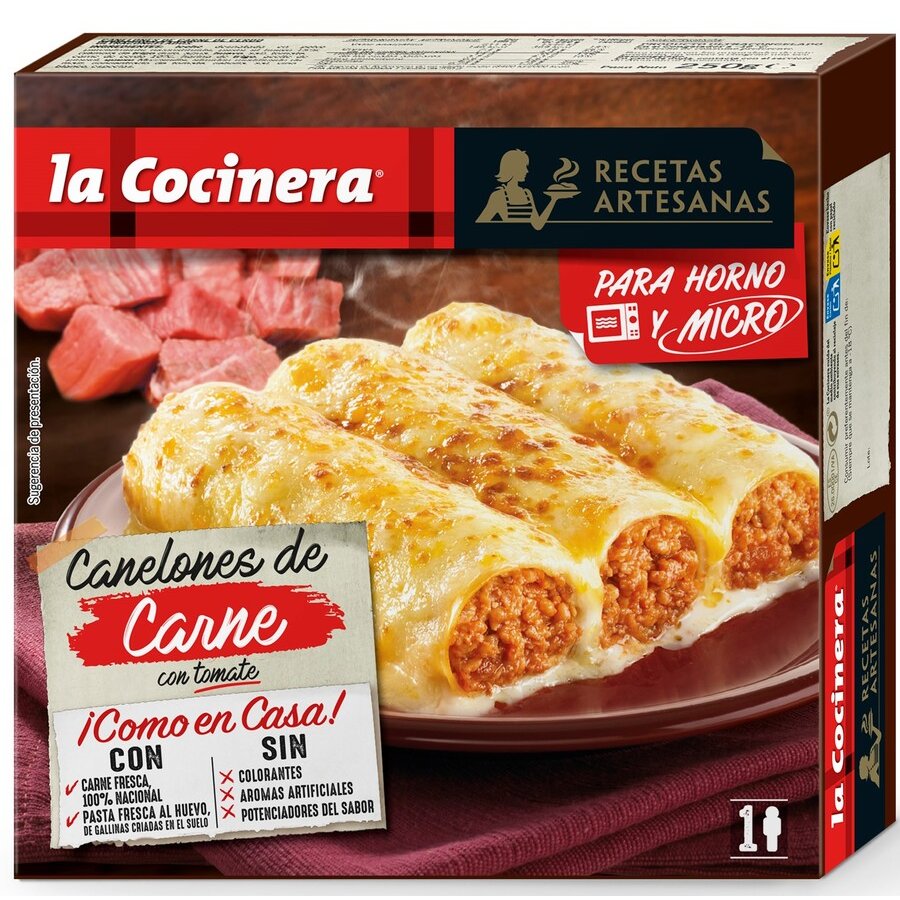 Canelones carne congelados LA COCINERA estuche 250 g