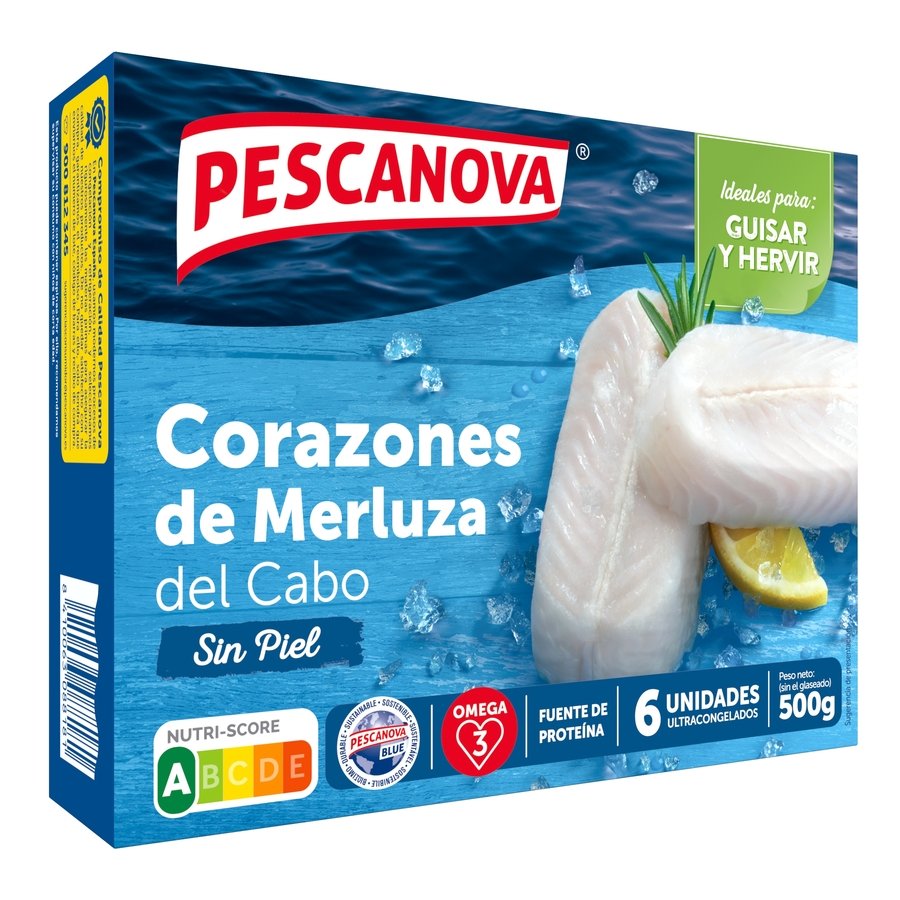 Corazones filete merluza PESCANOVA estuche 500 g pne