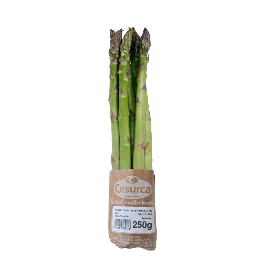 Espárragos verdes 1ª calibre 4/10mm manojo 250 g