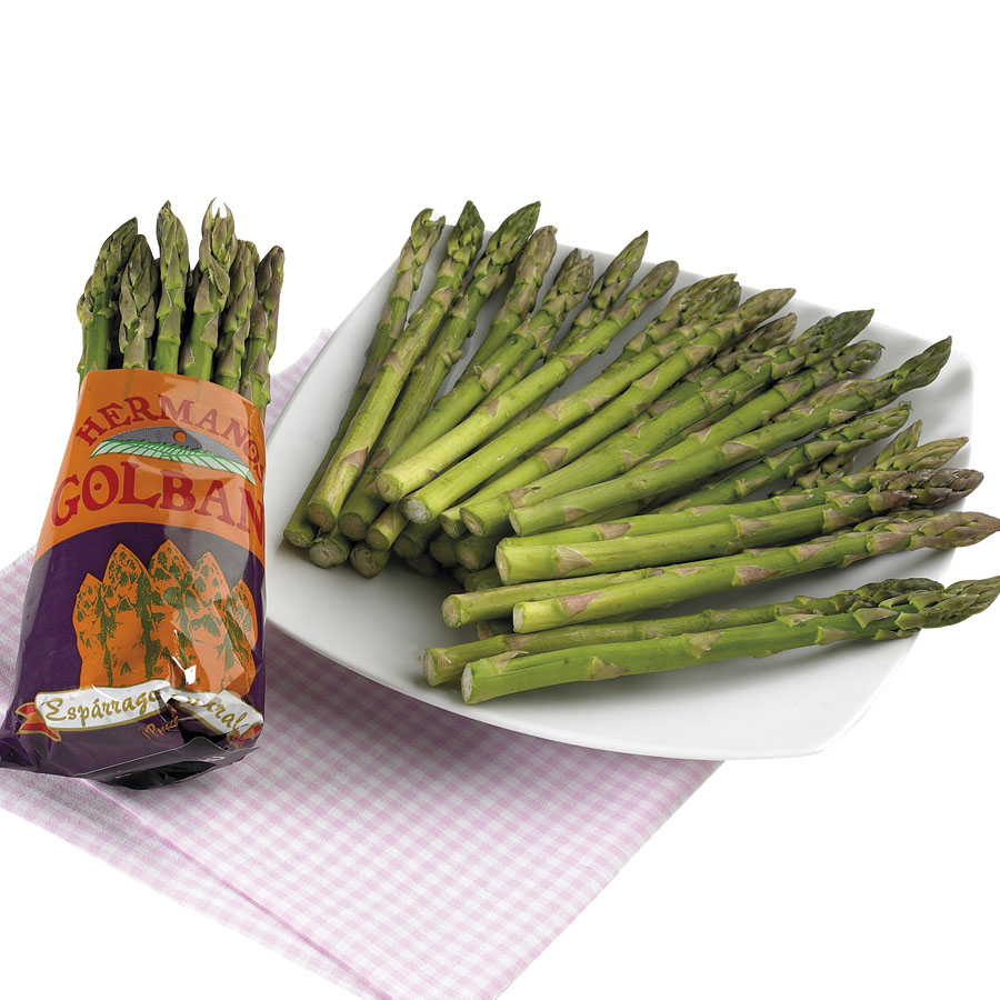 Espárragos verdes frescos puntas calibre 8/12 mm 200 g