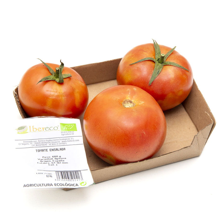 Tomate ensalada ecológico (67mm+) bandeja 600 g