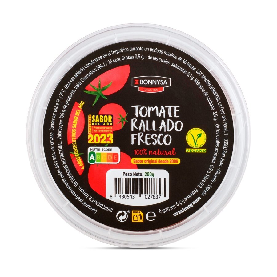 Tomate natural rallado BONNYSA tarrina 200 g